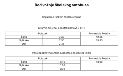 Red vožnje školskog autobusa